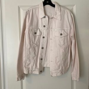 Brandy Melville light pink denim jacket. Embroidered “darling” on the back.